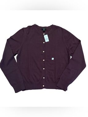 NWT Ann Taylor Factory Button-Front Crewneck Cardigan sz L